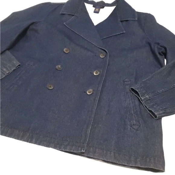 Denim Pea Coat Jean Jacket - Picture 6 of 8